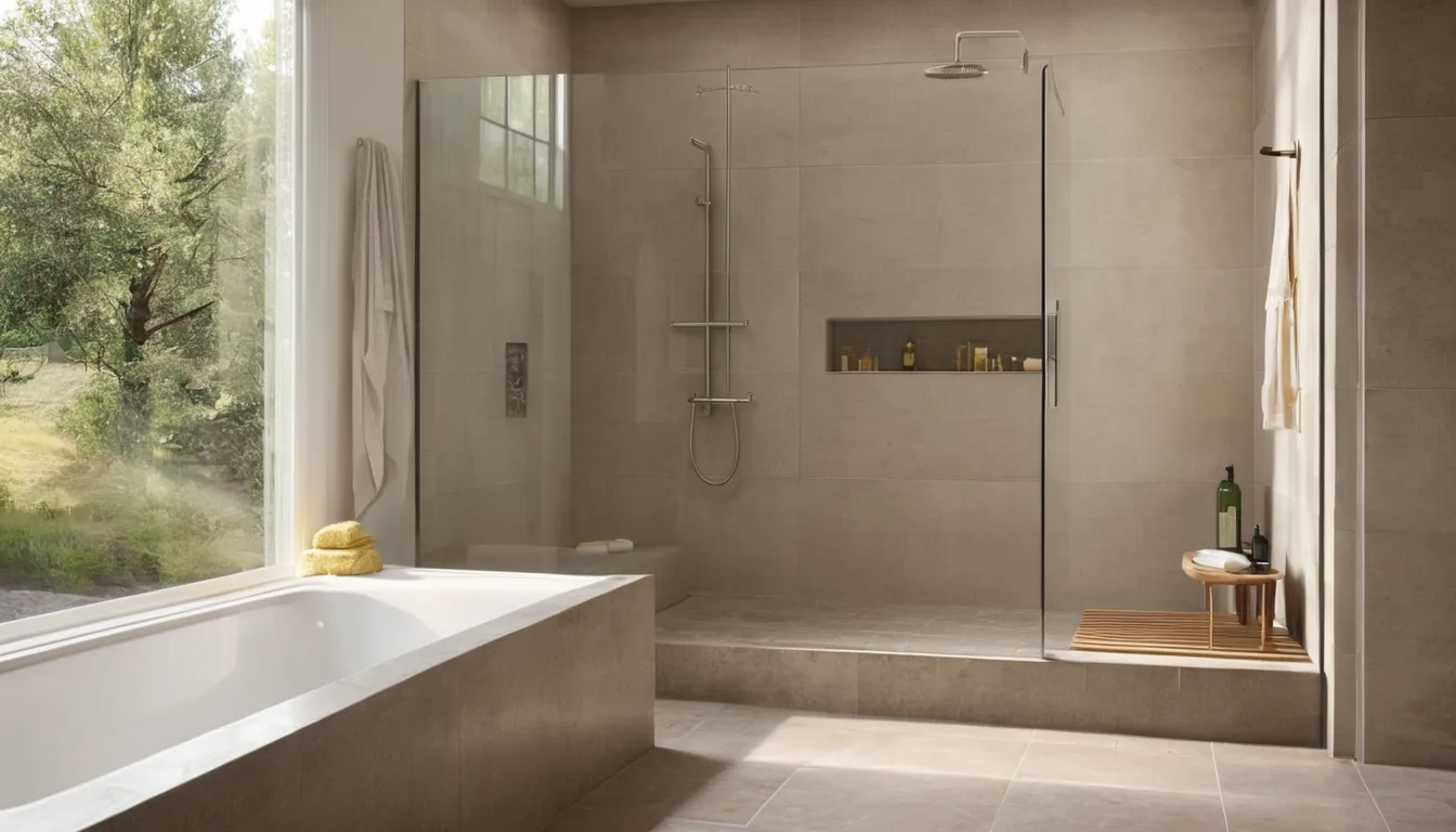 A newly remodeled walk-in shower with clean tile in a the Sacramento area home